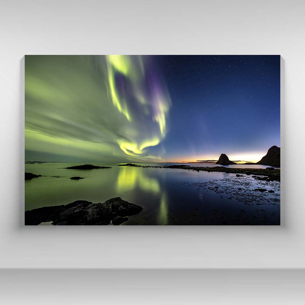 Aurora azul y verde