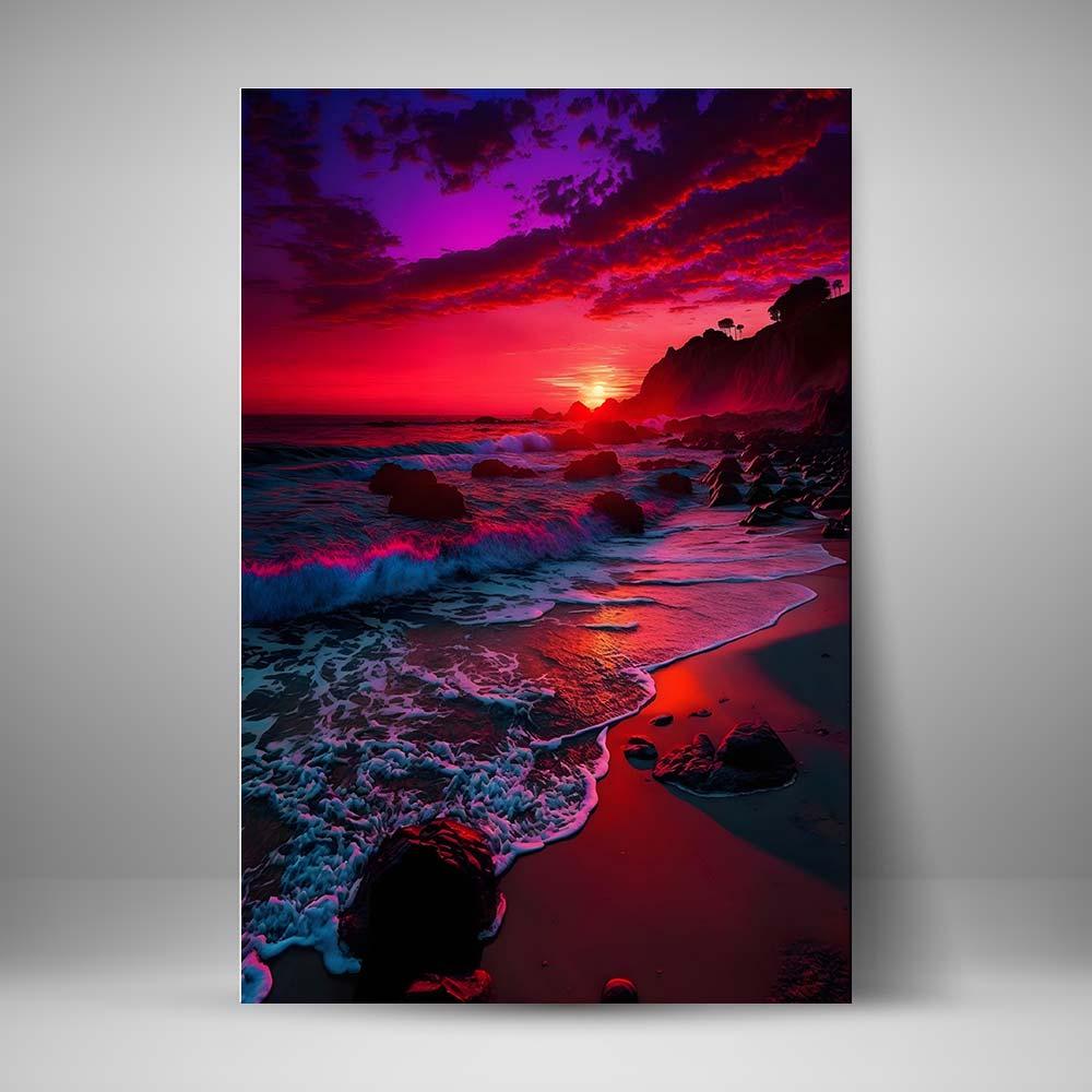 Mundo de fantasia - Playa rocas y atardecer